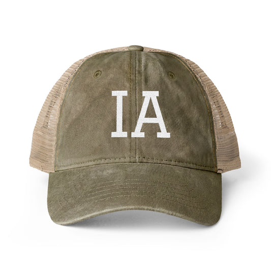 Iowa IA Embroidered Women's Washed Mesh-Back Cap