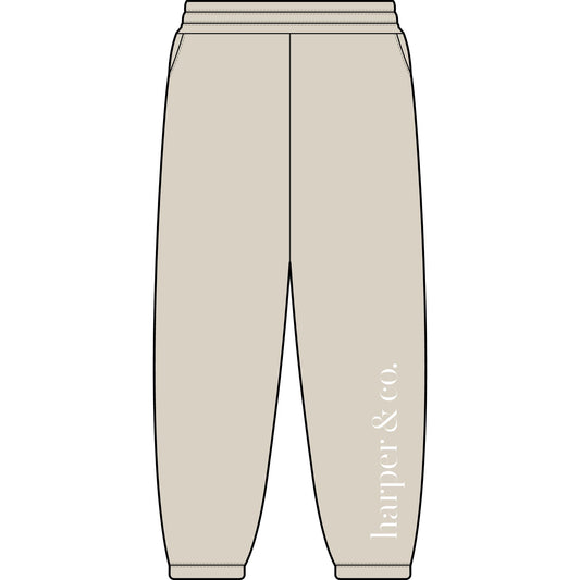 Harper & Co. Logo Sweatpants — Cozy Neutral Joggers