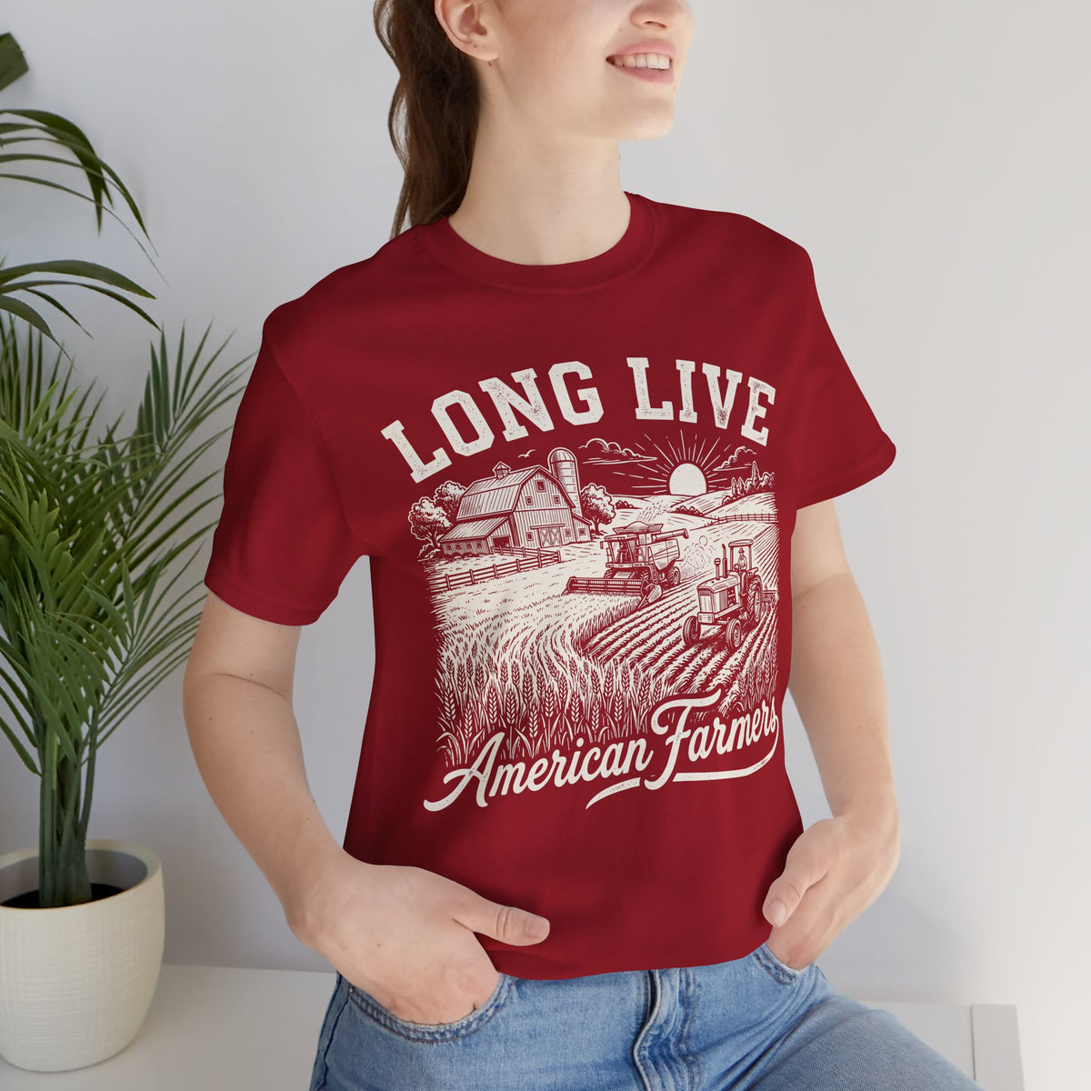 Long Live American Farmers White T-Shirt — Vintage Farm Scene Tee