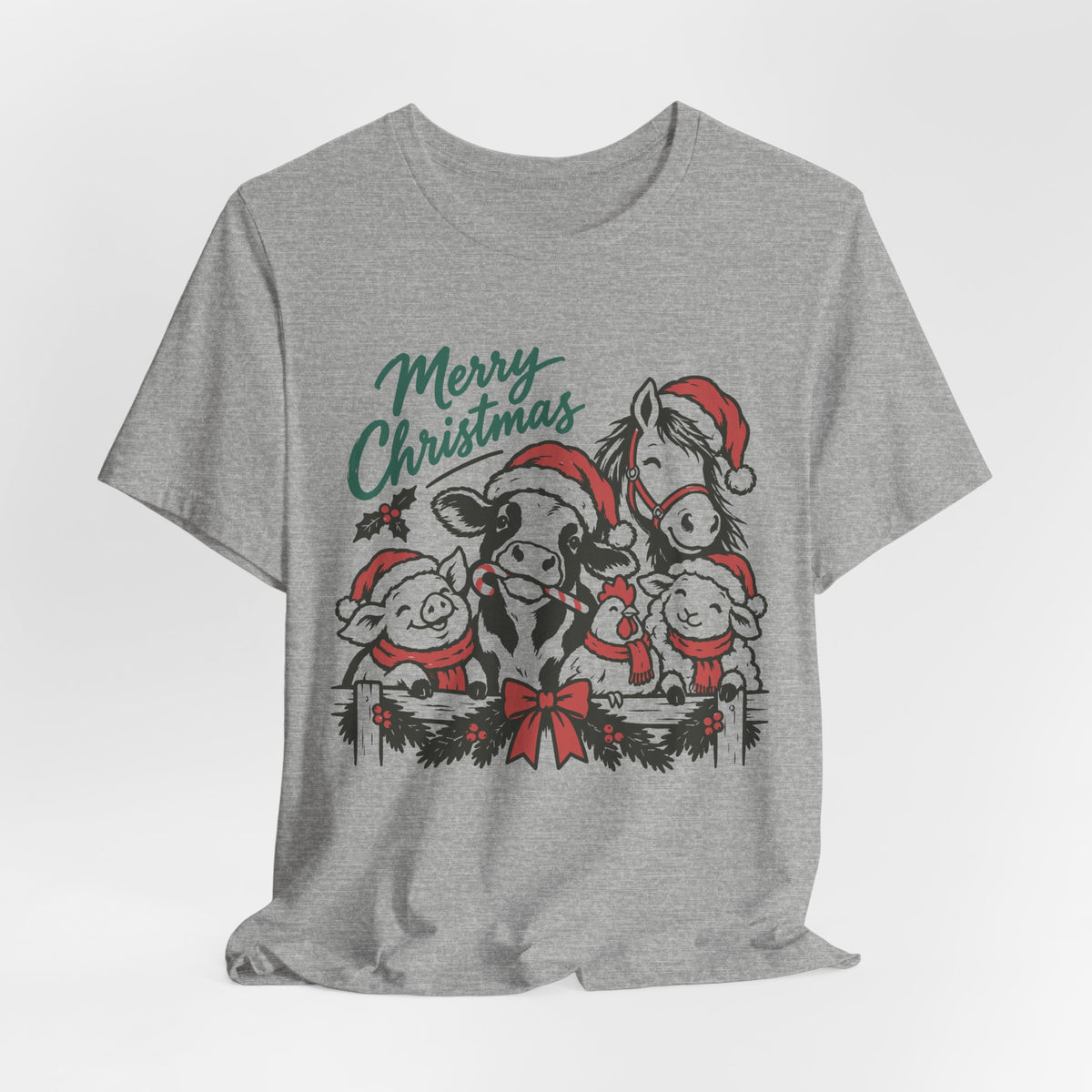 Merry Christmas Farm Animals Graphic Tee