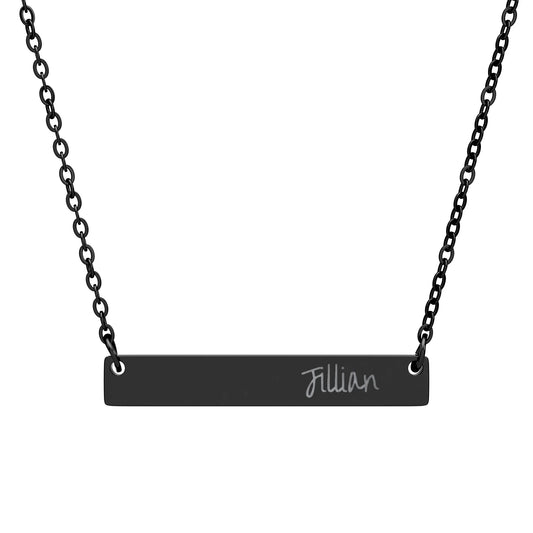 Engraved Horizontal Bar Necklace β Personalized Name Pendant