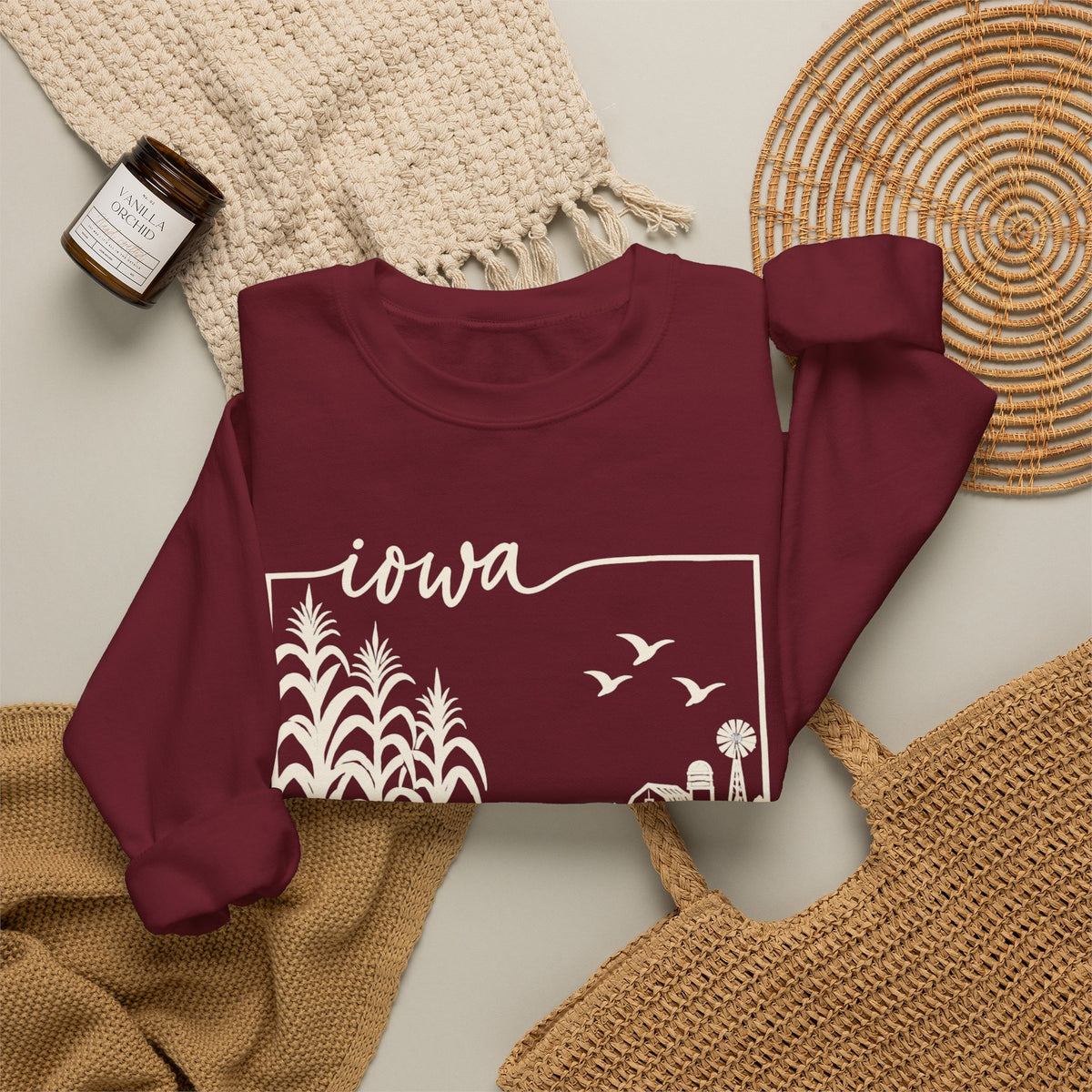 Iowa Farm Scene Crewneck Sweatshirt