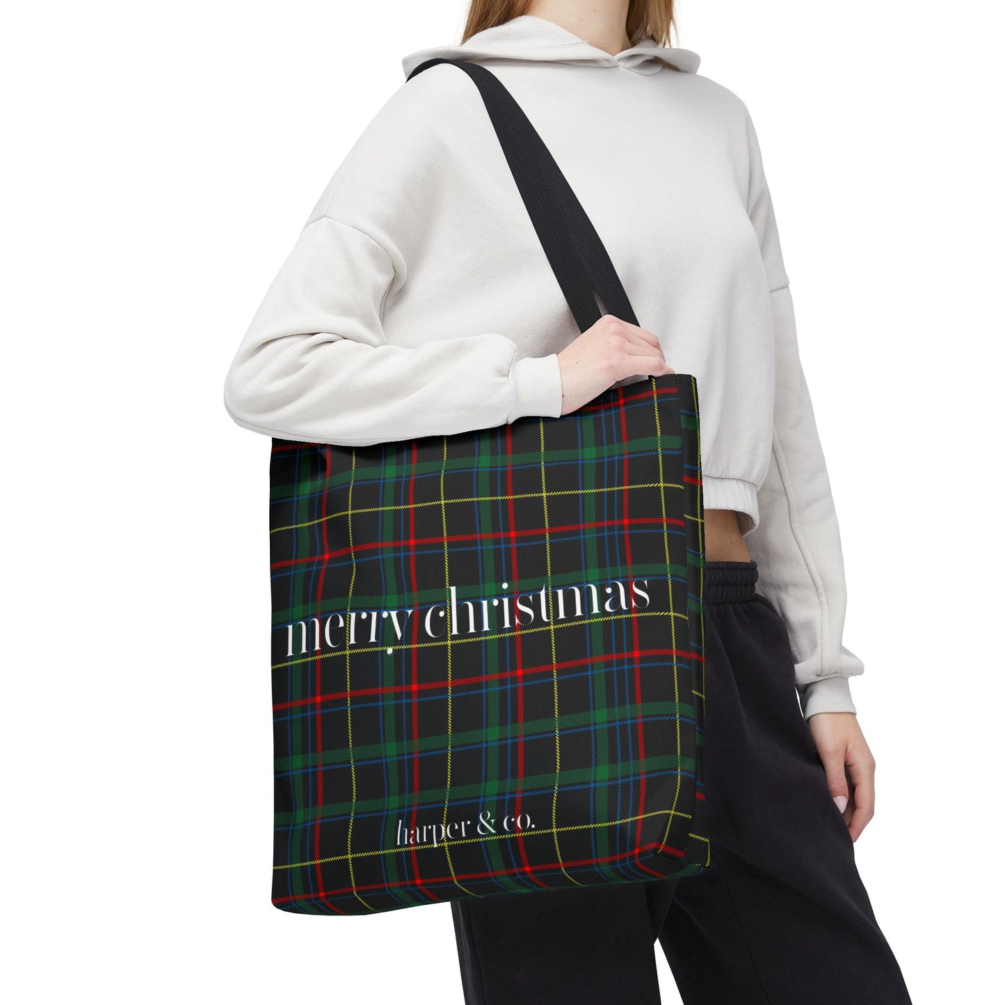 Merry Christmas Chic Plaid Tote Gift Bag for Everyday Use, Eco-Friendly, Perfect for Shopping, Gifts, or Travel