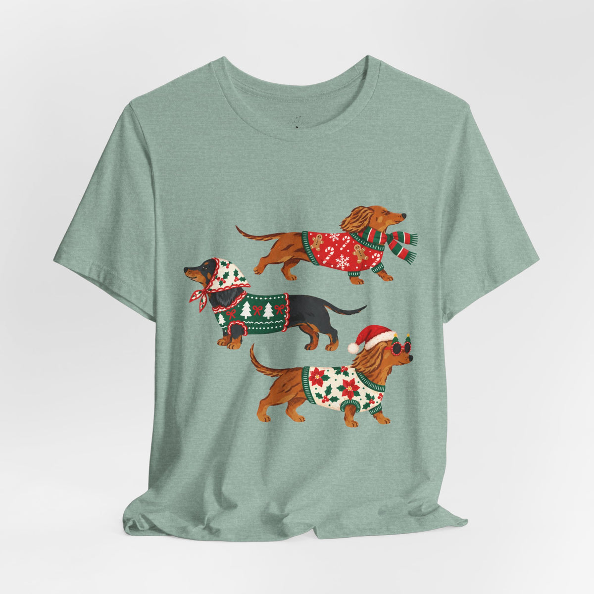 Dachshund Trio Christmas Sweater Tee