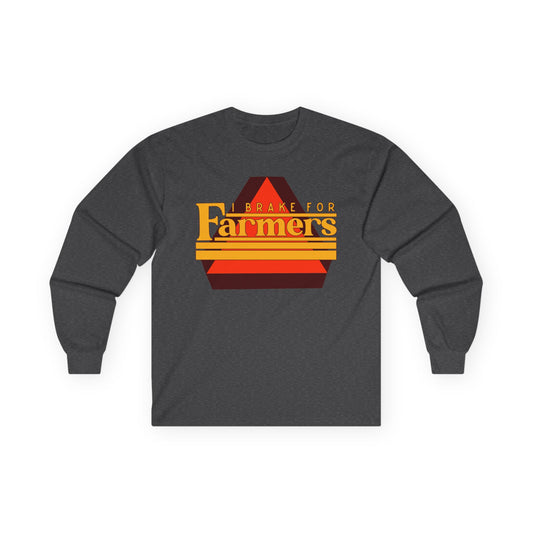 Farmers Retro Stripe Long Sleeve Tee — I Brake For Farmers Graphic Tee