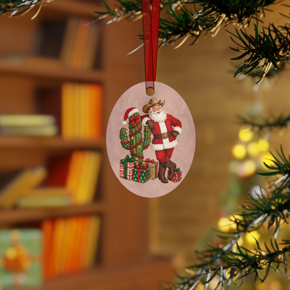 Southwestern Christmas Jolly Old Elf Christmas Metal Ornament