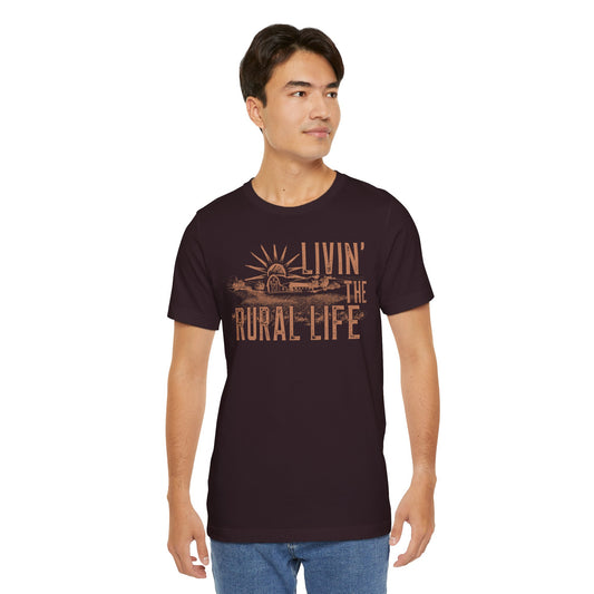 Livin' the Rural Life T-Shirt — Vintage Farm Sunrise Tee