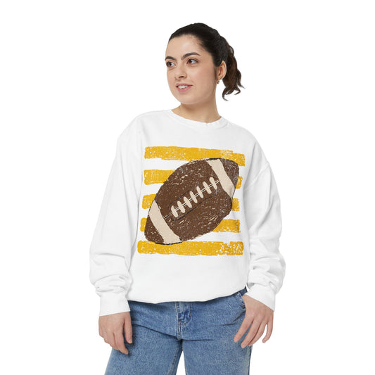 Vintage Football Color Comfort Sweatshirt — Distressed Retro Stripes Crewneck