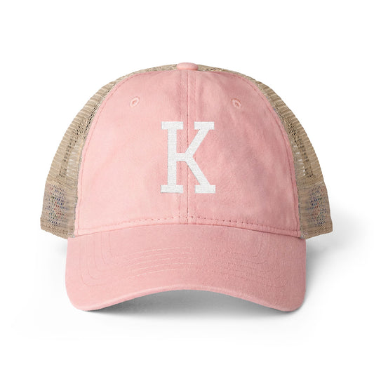 Personalized Initial Women's Washed Mesh-Back Cap