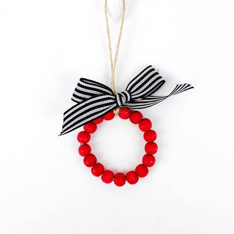 Wreath Wood Bead Christmas Ornament