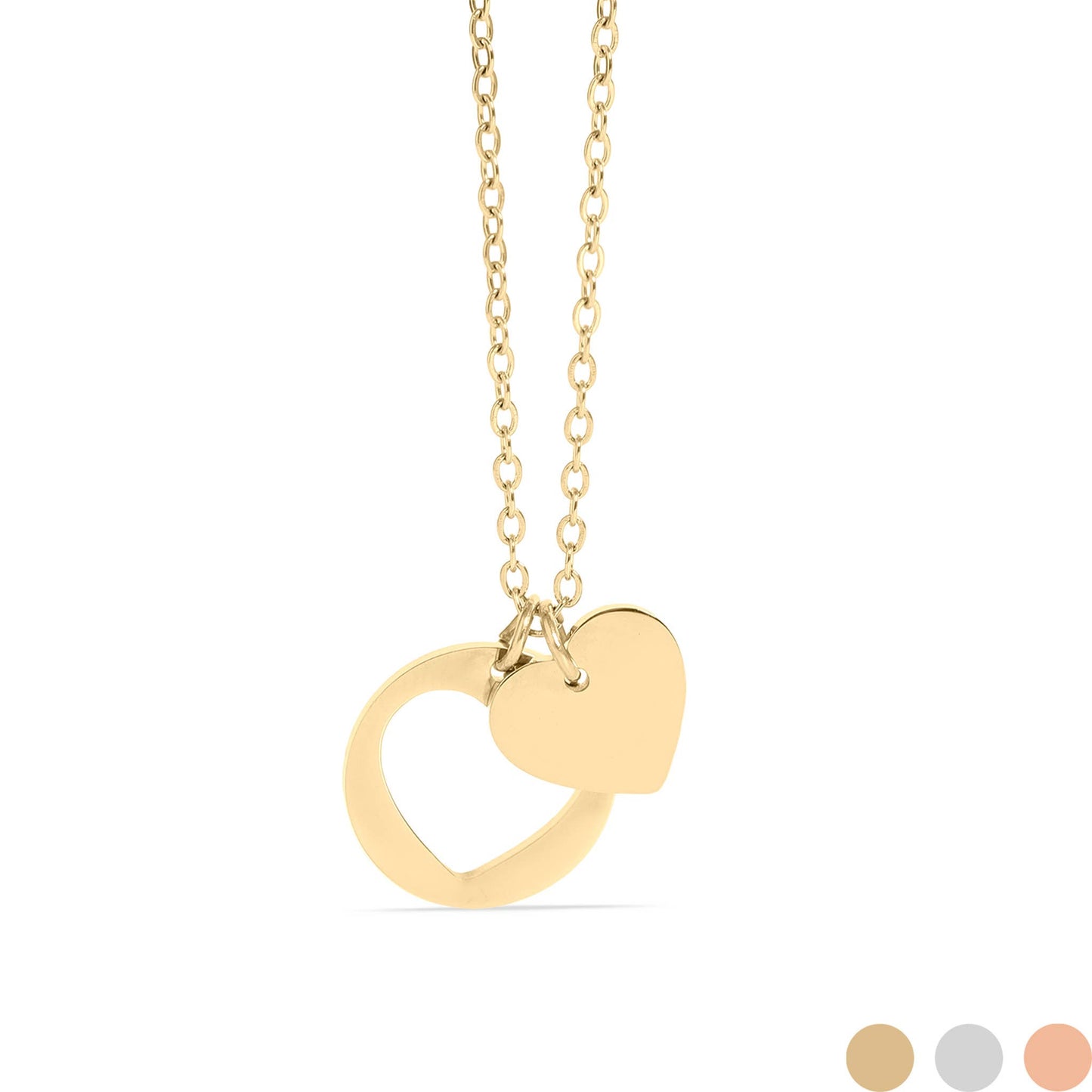 Stainless Steel Heart Cutout Necklace With 2" Extension