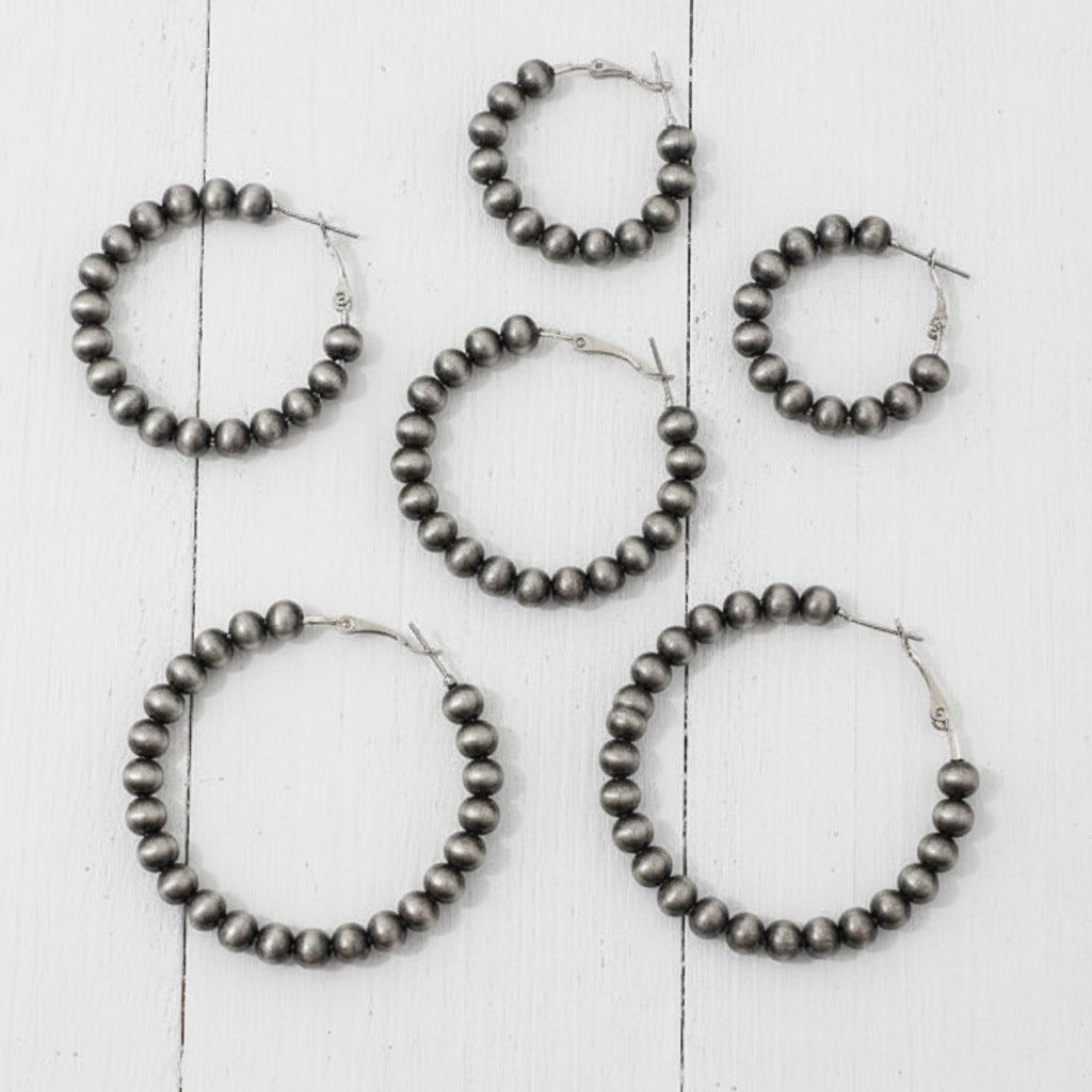 Western Faux Navajo Pearl Hoop Earrings