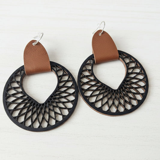 Wooden and Leather Handmade Earrings