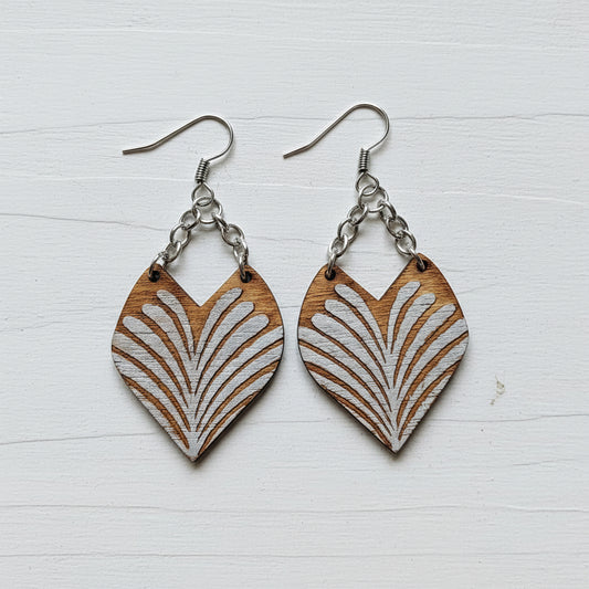 Handmade Wooden Painted Heart Earrings