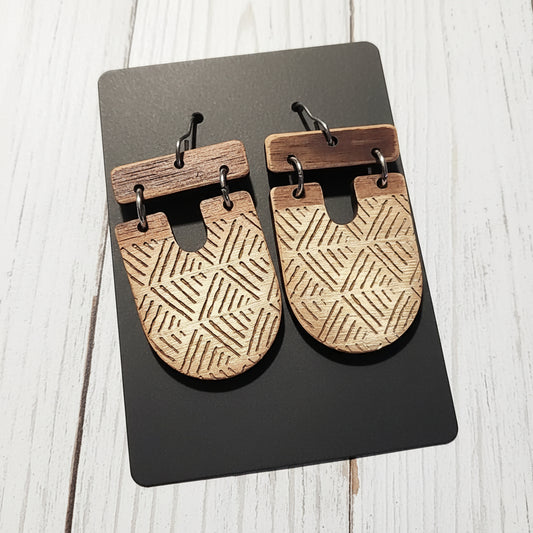 Hand Painted Wooden Geometric Earrings