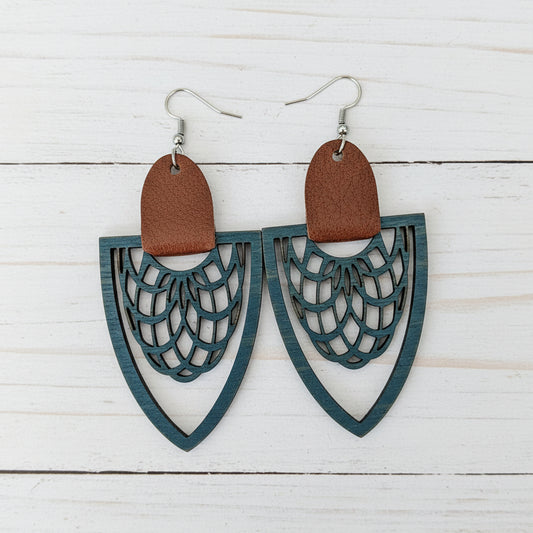 Handmade Wooden Spearhead Earrings