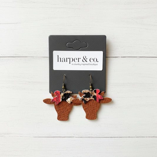 Handmade Cow Earrings