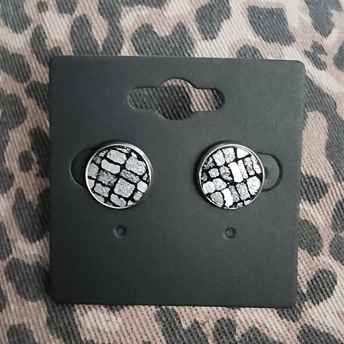 Metallic Faux Leather Handmade Stud Earrings