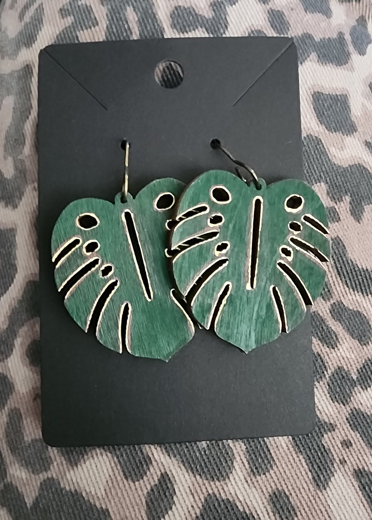 Hand Painted Palm Leaf Earrings