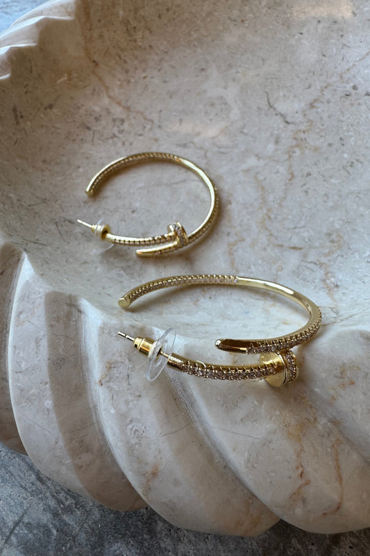 Diamond Nailhead Hoop Earrings