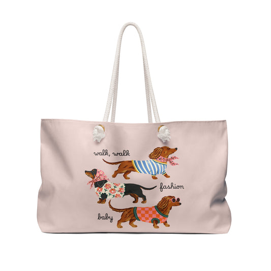 Dachshund Pattern Weekender Bag — Cute Wiener Dog Travel Tote - Fashion Baby