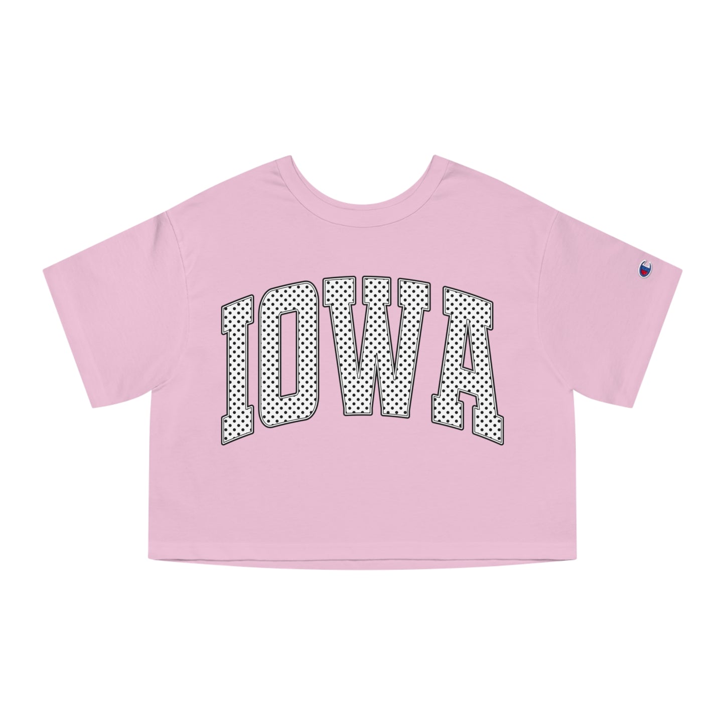 Iowa Cropped Tee — Retro Mesh Lettering Champion Women's Shirt