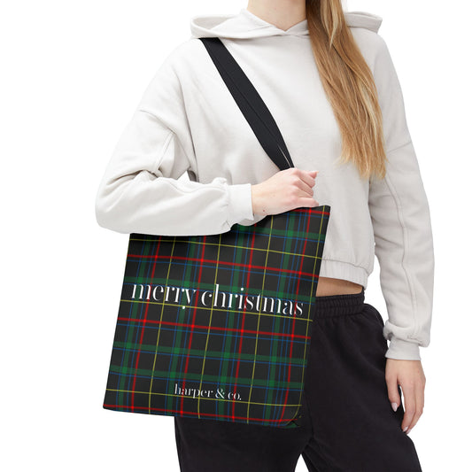 Merry Christmas Chic Plaid Tote Gift Bag for Everyday Use, Eco-Friendly, Perfect for Shopping, Gifts, or Travel