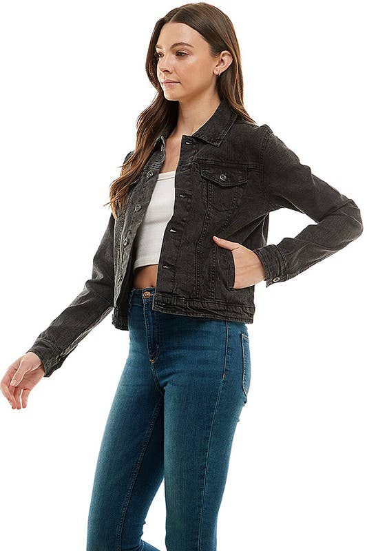 Plus Size Spandex Ladies Casual Denim Jacket