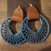 Wooden and Leather Handmade Earrings
