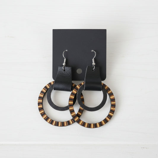 Team Spirit Double Circle Handmade Wooden Earrings - 3 Styles