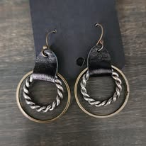 Metal and Leather Handmade Earrings