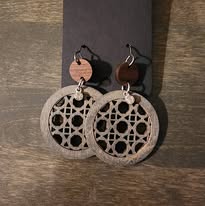 Lattice Wooden Handmade Drop Earrings
