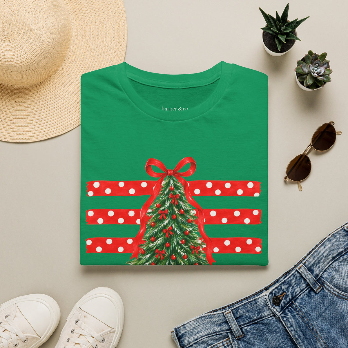 Christmas Tree Ribbon Flag T-Shirt