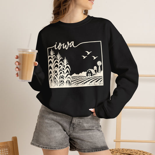 Iowa Farm Scene Crewneck Sweatshirt