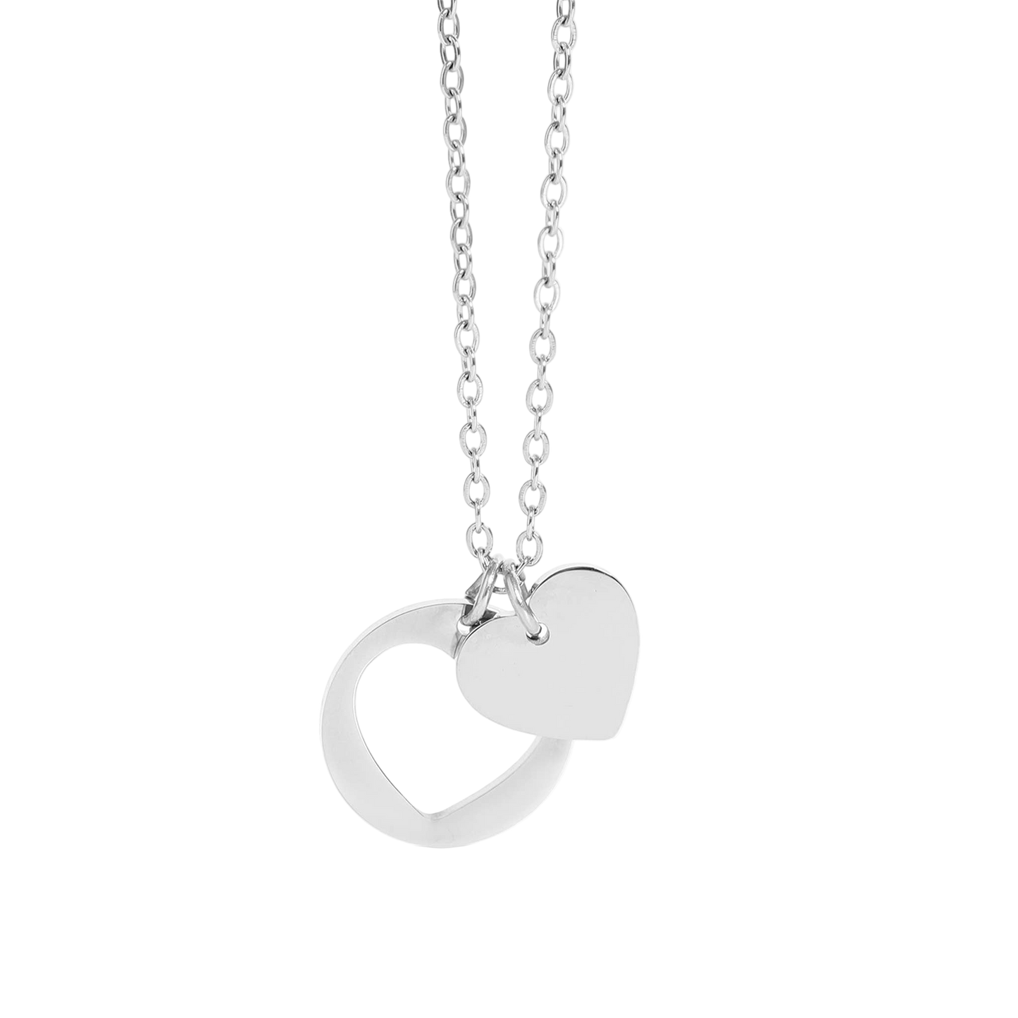 Stainless Steel Heart Cutout Necklace With 2" Extension