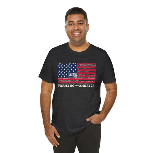 Farming for America T-Shirt — Vintage American Flag Farm Tee