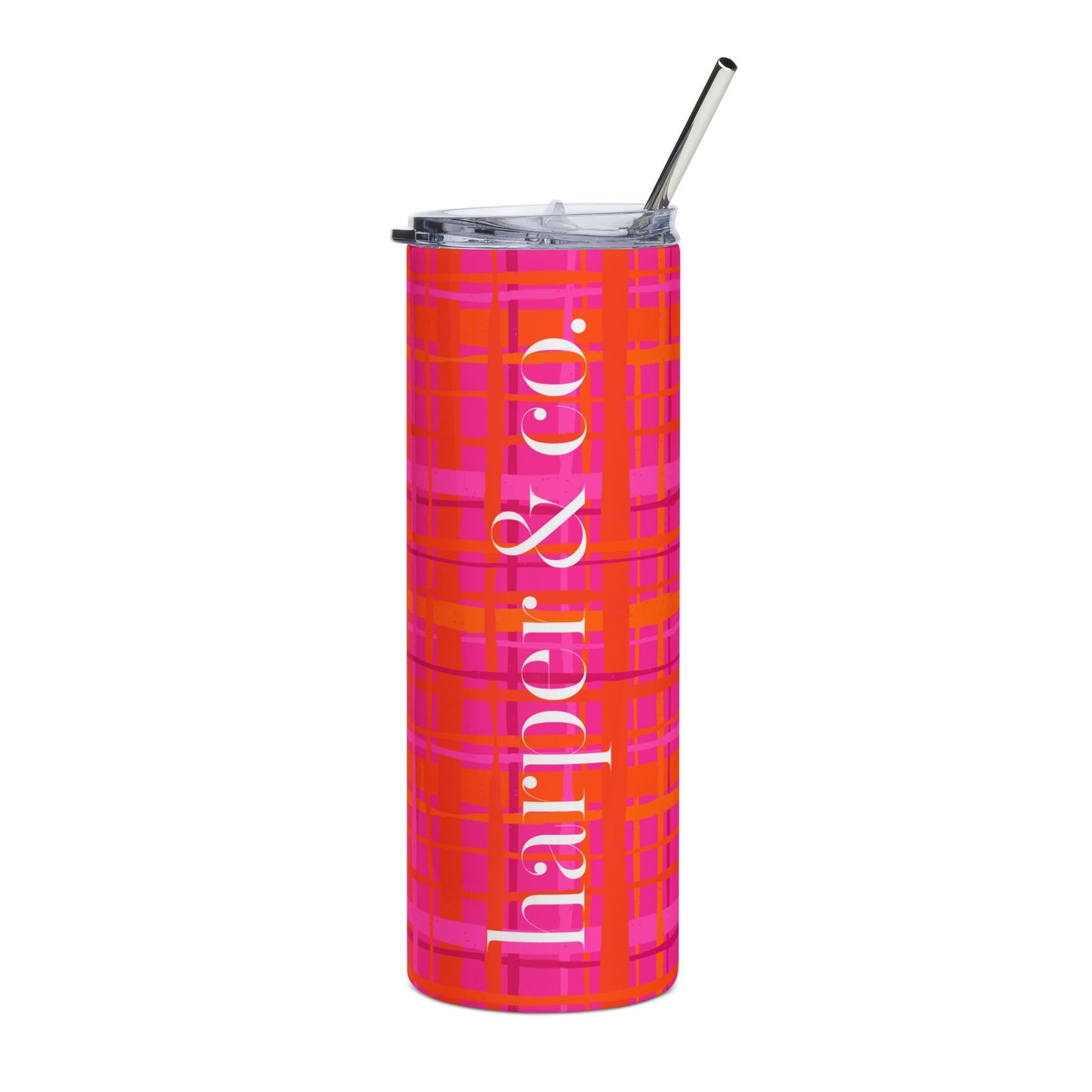 20oz Stainless Tumbler — Plaid 'harper & co.' Design