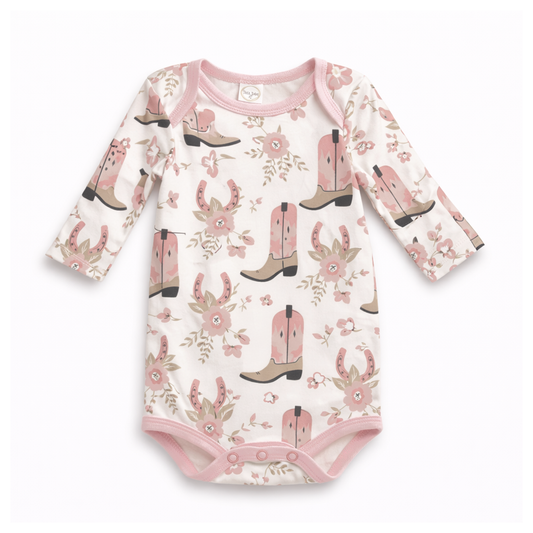Cowgirl Boots Baby Bodysuit – Cotton Western Print