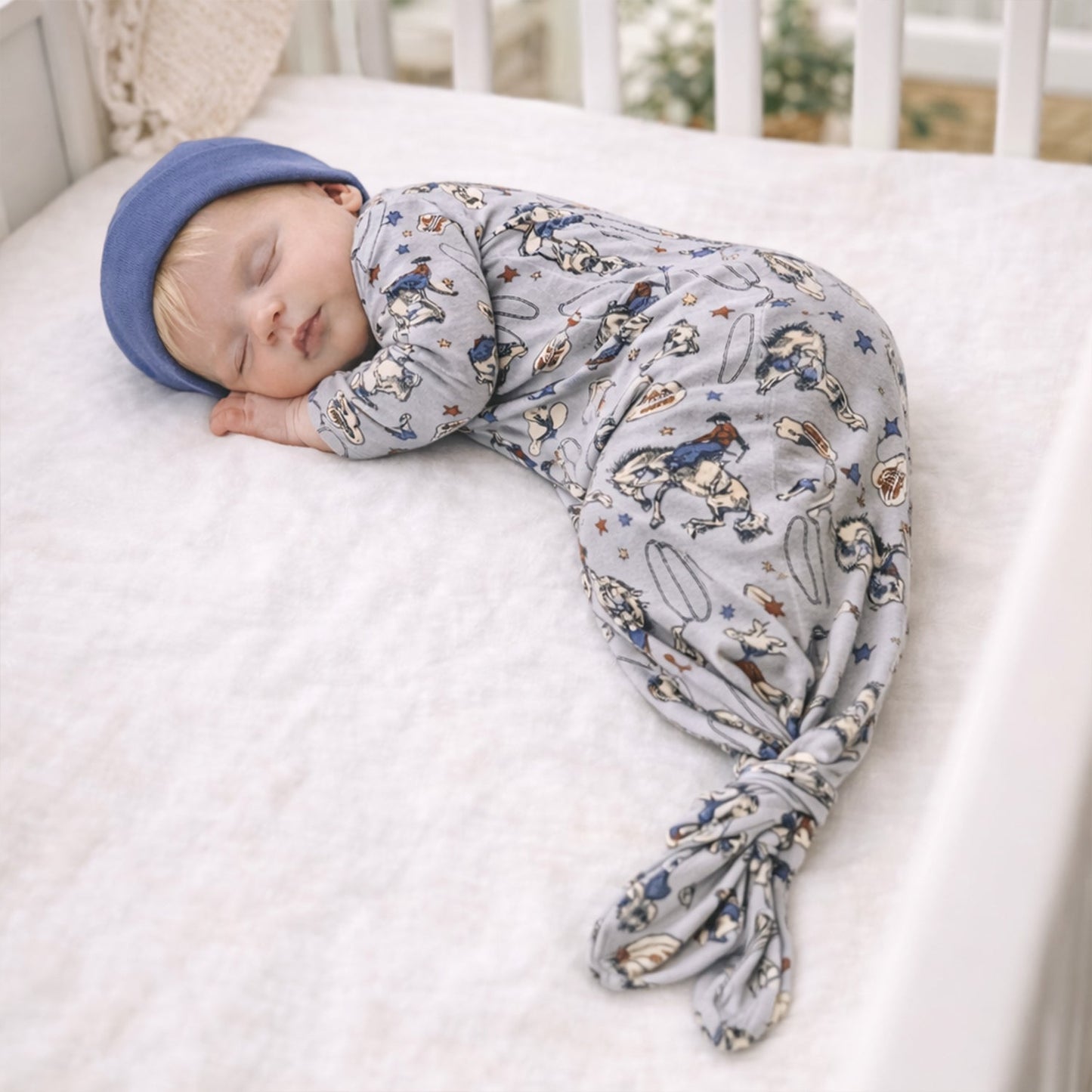 Western Cowboy Rodeo Baby Gown - Bamboo Newborn Layette