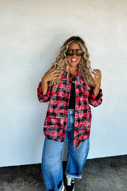 BLAKELEY Juniper Bleached Plaid Top