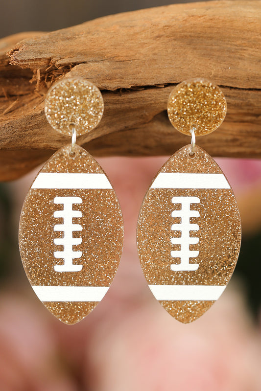 Glittery Acrylic Football Pendant Earrings