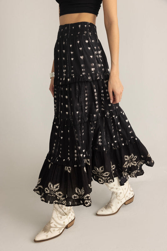 Clover Noir Cotton Skirt Ink Black