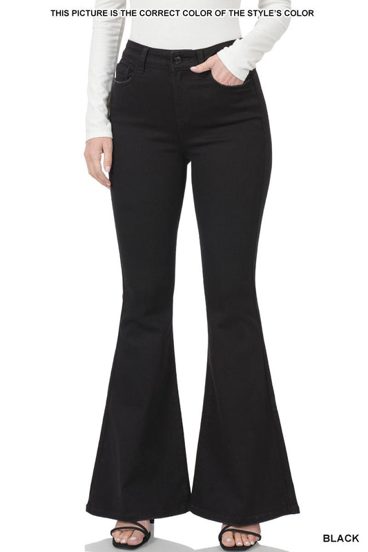 Zenana High-Rise Flare Jeans in Black