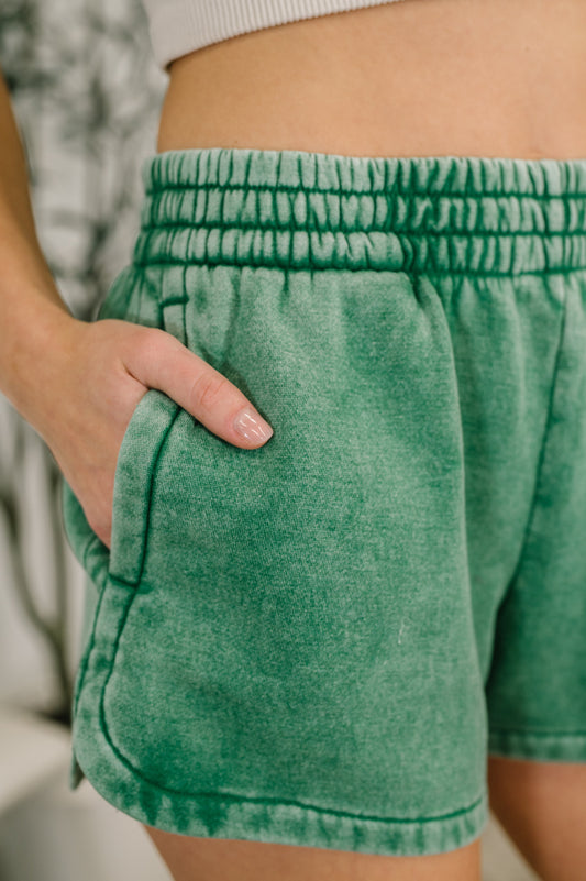 Daily Routine Mineral Wash Shorts in Forest