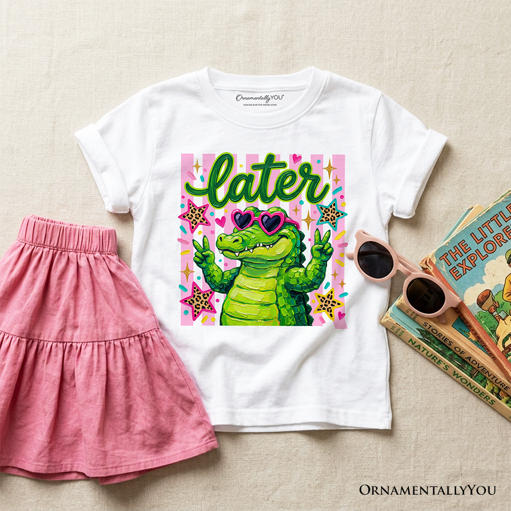 Later Alligator Kids T-Shirt, Funny Coquette Animal Tee for Youth Girls
