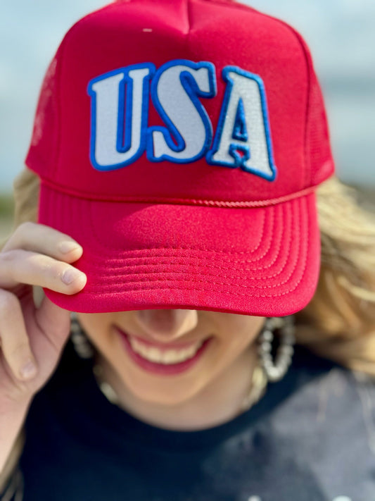 USA in Glitter & Puff Foam Trucker Cap