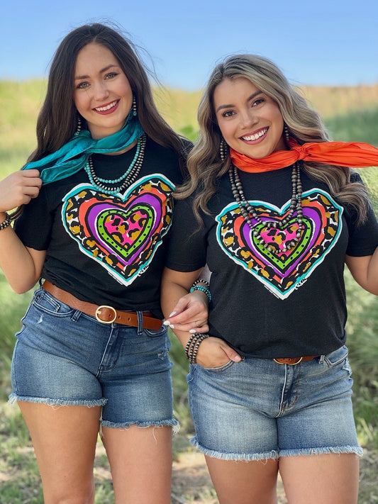 Callie Ann Stelter Leopard Heart Crew Neck Tee