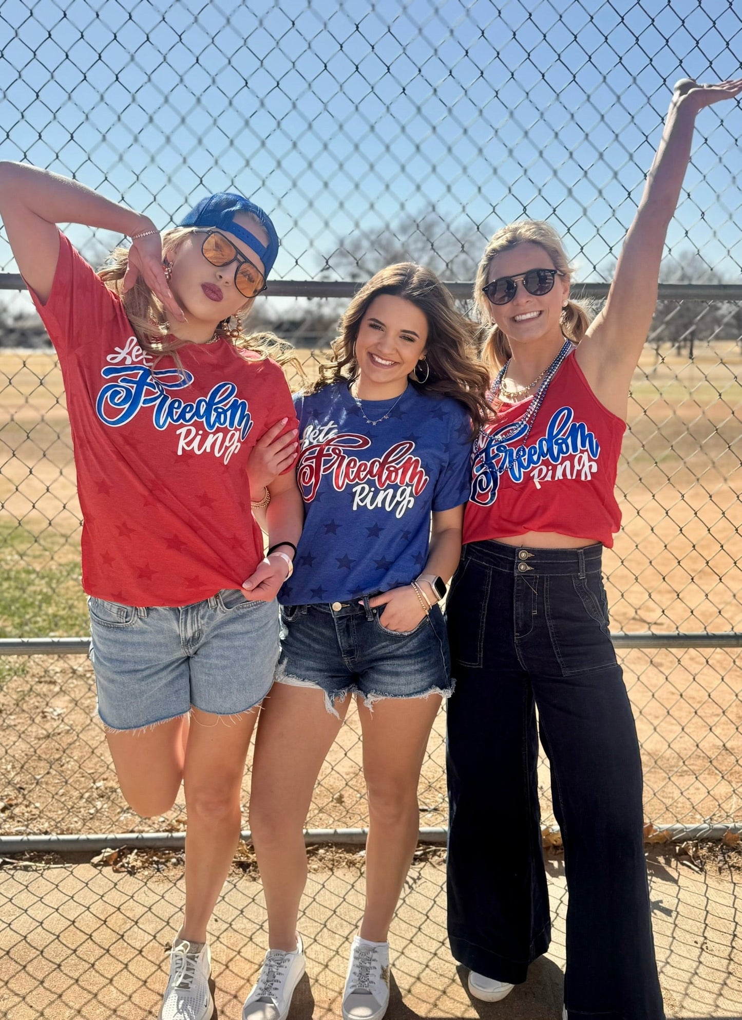 Let Freedom Ring with Blue Metallic Puff Red Tee & Tank