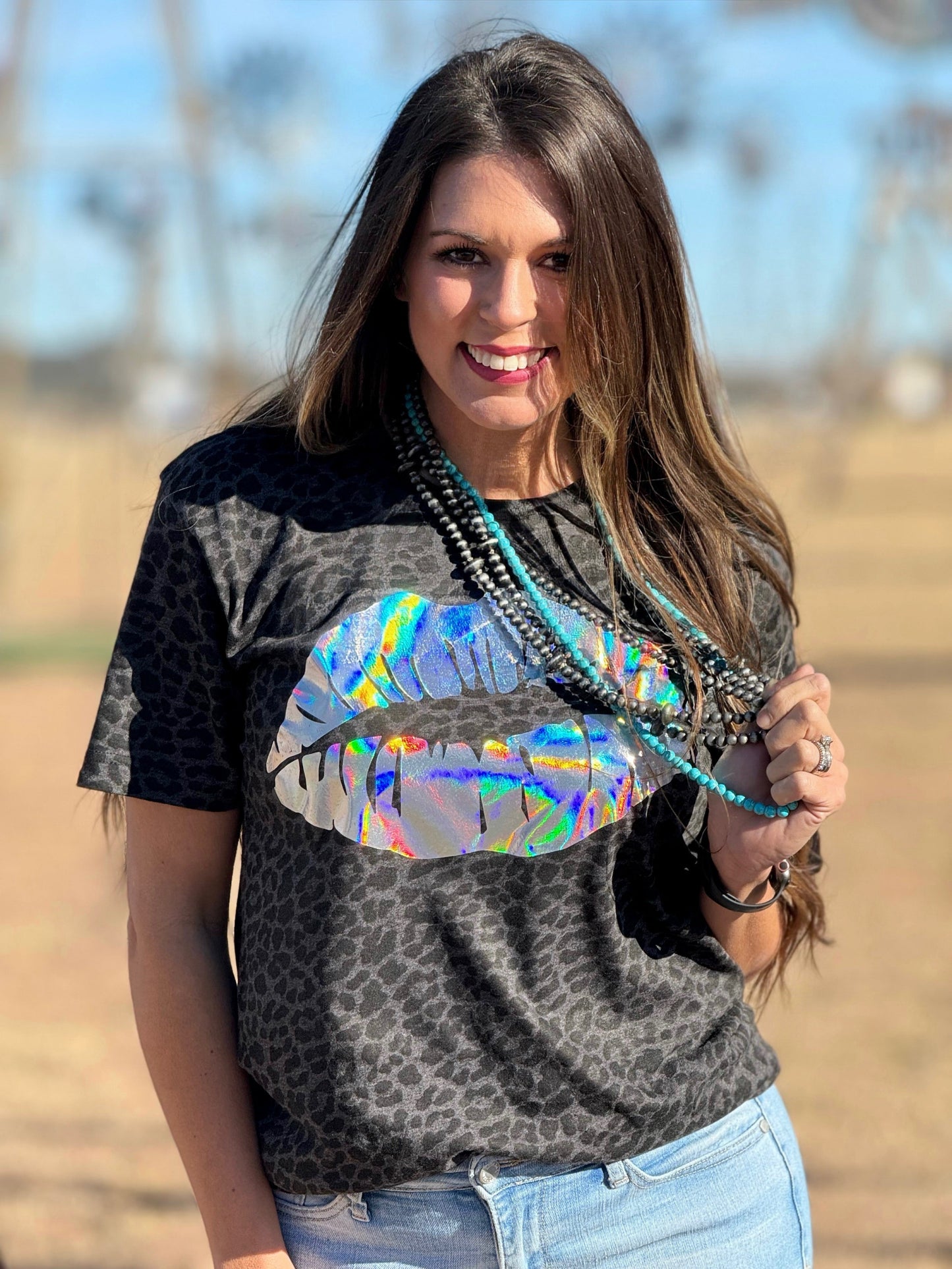 Foil Lips Tee on Leopard T-Shirt