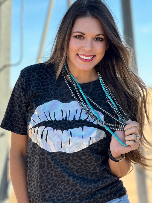 Foil Lips Tee on Leopard T-Shirt